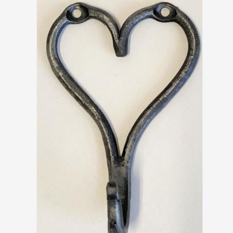 Spegels håndlaget krok hjerte 12 cm i smijern