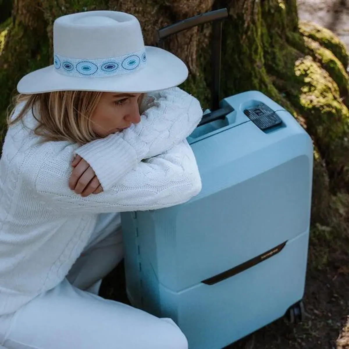 Samsonite Magnum ECO hard Kabinkoffert 55 cm 4 hjul Isblå