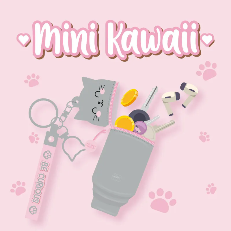 Mini Kawaii Kitty  – Søt mini pung med nøkkelring
