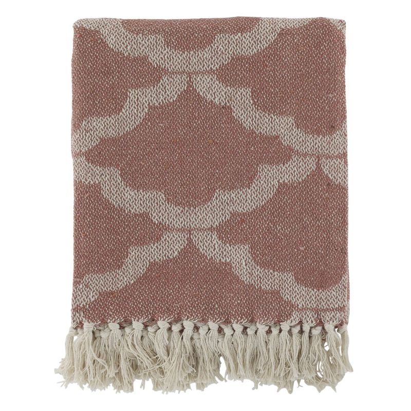 Aix pledd i resirkulert garn – malva/creme (150 x 130 cm)