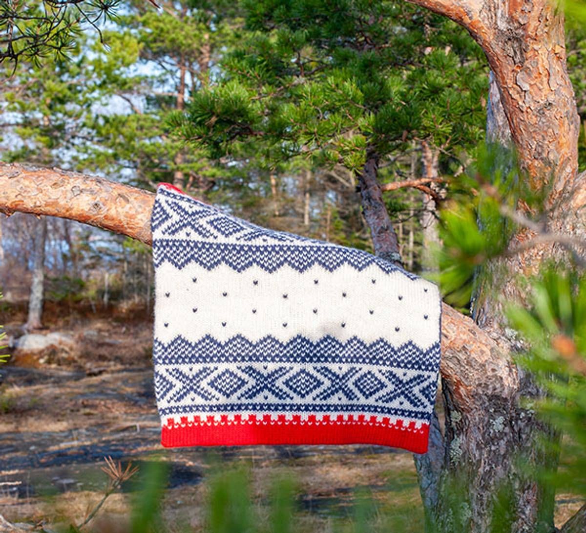 Sitteunderlag Mariusmønster blått/rødt/hvit