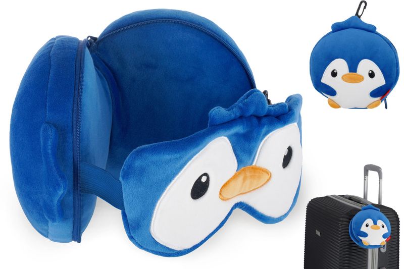 Bamse,  pute og øyemaske i ett My Travel Buddy Pingvin