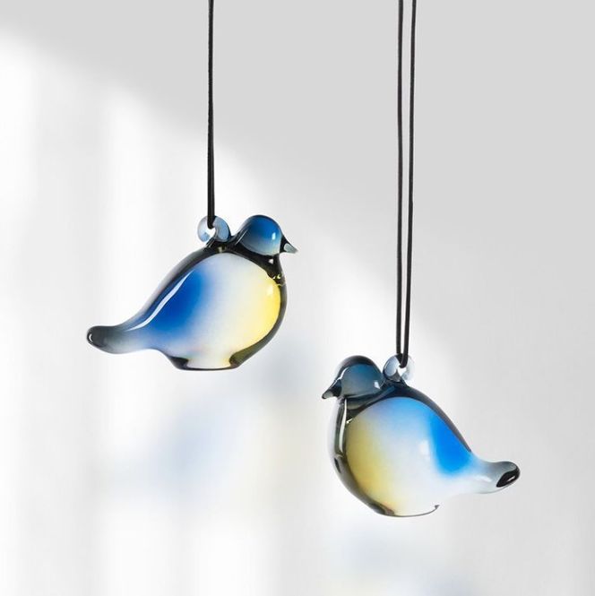 Hovedbilde Blåmeis Hengepynt 5 cm 2-pk Hadeland Glassverk