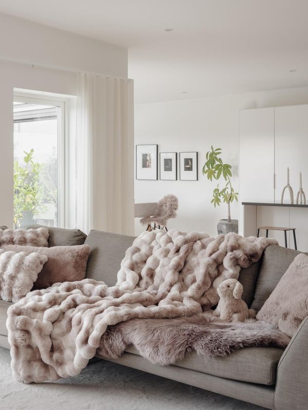 Pledd Misty 120 x 180 cm  - Sand Skinnwille