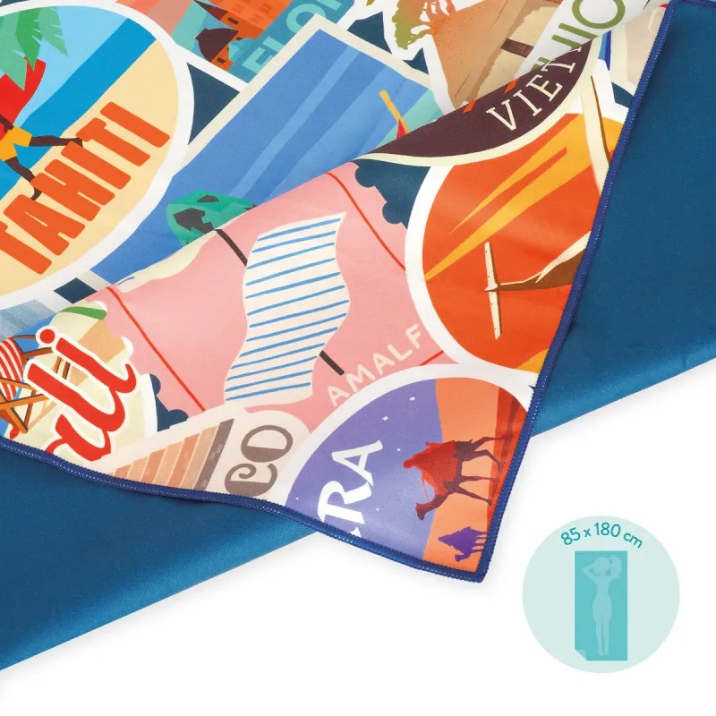 Strandhåndkle Travel Stickers 85x180 cm 