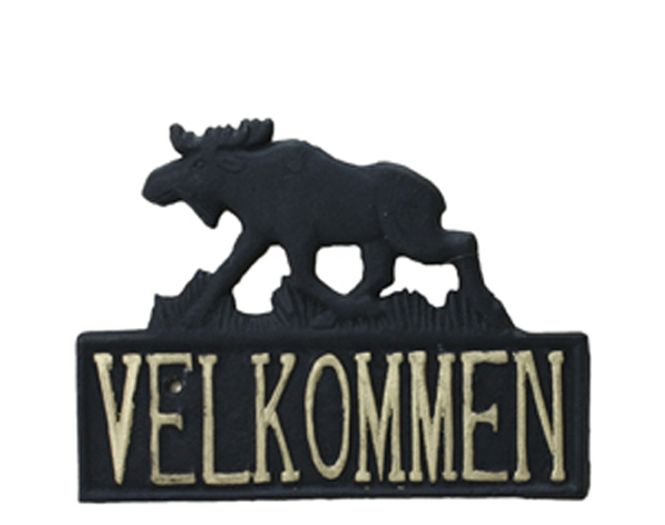 Hovedbilde Velkommenskilt med elgmotiv støpejern