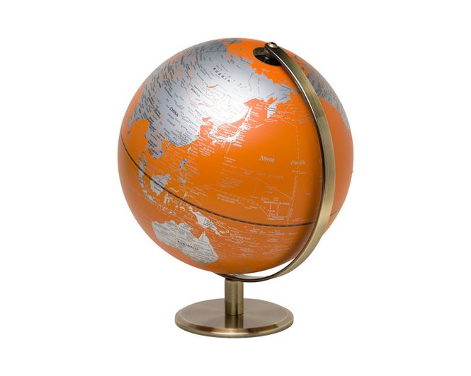 Hovedbilde Globusen 25cm oransje med messing fargede ...